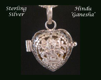 Harmony Ball with Hindu Deity, Ganesha Elephant God, 925 Silver - Click Image to Close